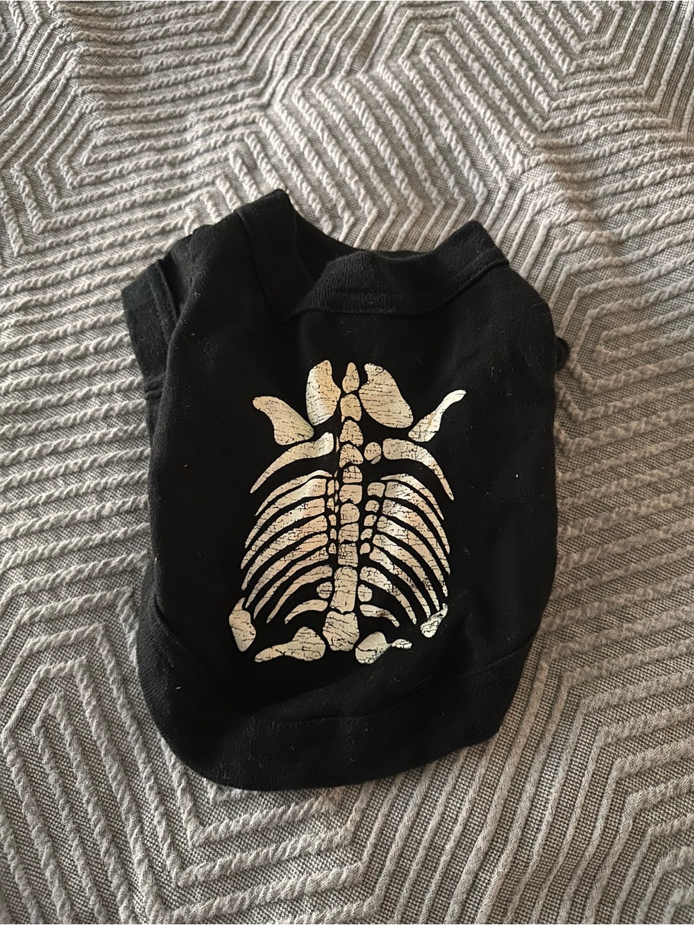 Old Navy Black Pet Costume with Cream Skeleton Graphic